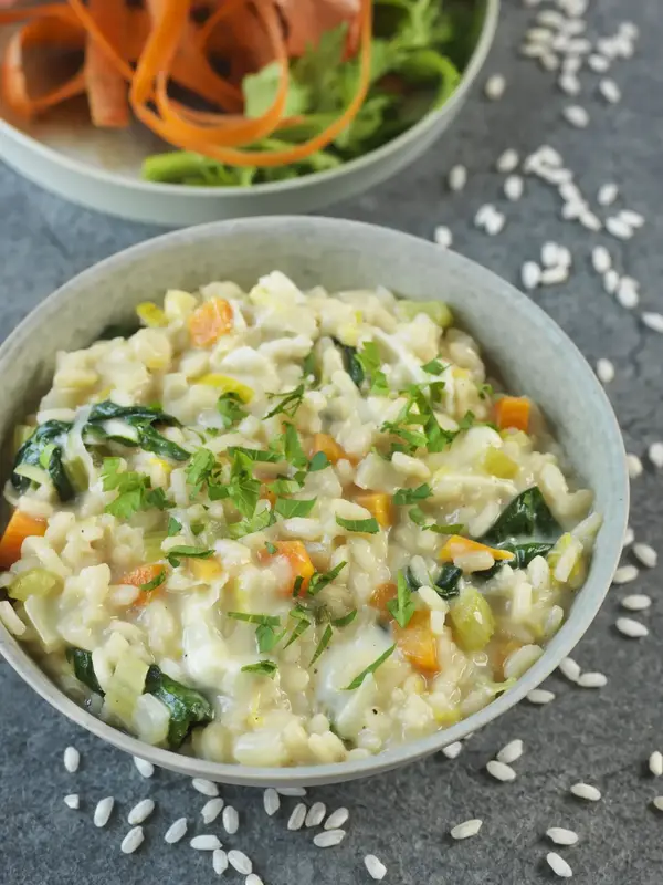 Risotto printanier au bouillon d'épluchures